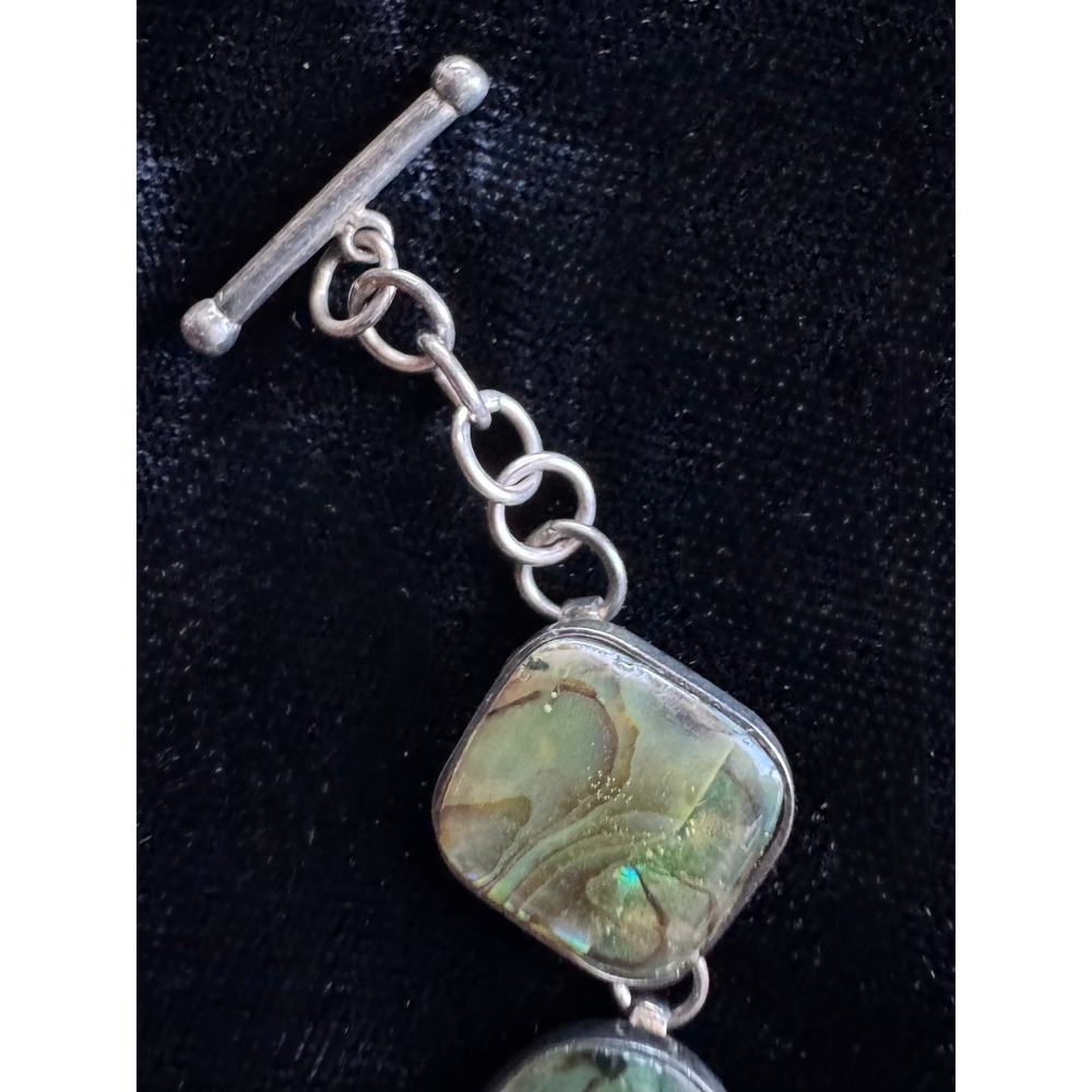 LUC Lucas Lameth Bracelet 925 Silver Abalone Shell Toggle Link 6.75-7.75 11.3g - Picture 11 of 11